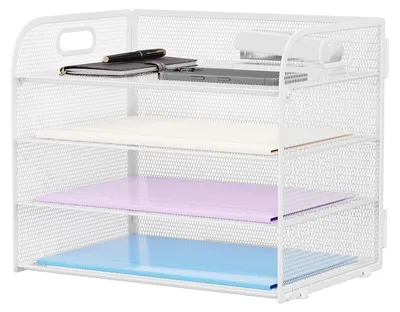 Image de Organisateur de bureau à 4 compartiments avec poignée, pour documents