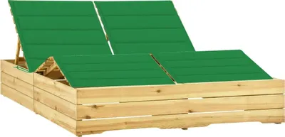 Produktbild von Doppel-Sonnenliege mit Grünen Auflagen Kiefer Imprägniert