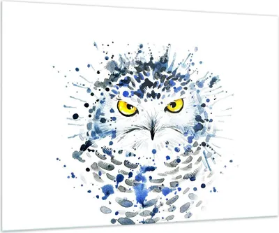 Produktbild von Bilder auf glas - Mode Design Eule Aquarell - 100x70cm - Glasbilder - Wandbilder - Kunstdruck - zum Aufhängen bereit - Wanddekoration aus Glas - Glas Bilder - Wandbild auf Glas - GAA100x70-2838