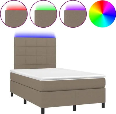 Produktbild von vidaXL Boxspringbett mit Matratze & LED Taupe 120x190 cm Stoff