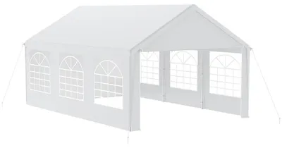 Immagine prodotto di Tenda da festa 4x6 metri con 4 pareti laterali, impermeabile, stabile, con protezione solare, ideale per il giardino, colore bianco