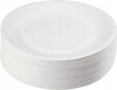 Produktbild von Runde weiße Pappteller 18 cm, 100 Stück, lebensmittelecht und kompostierbar