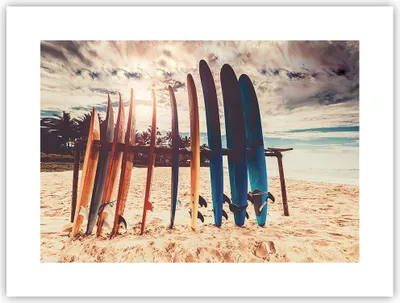 Produktbild von Poster - Poster ohne Rahmen - Surfen Strand Board - 40x30 cm - Wand Bild - Wanddeko - Wandbilder - Kunstposter - Wandposter - Bilder - Kunstdruck - Wanddekoration - Wandbild - P2XAA40x30-4992