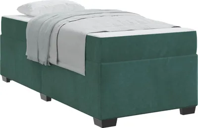 Produktbild von vidaXL Bettrahmen mit Matratze Dunkelgrün 90 x 190 cm Stoff