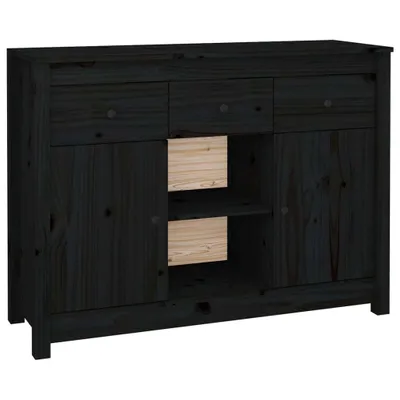 Produktbild von Sideboard Schwarz 100x35x74,5 cm Massivholz Kiefer