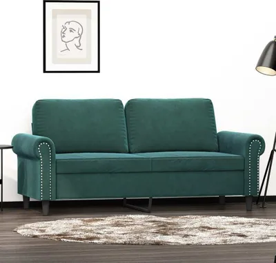 Produktbild von Design 2-Sitzer-Sofa Dunkelgrün 140 cm Samt, Schlafsofas 2024 Neu