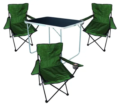 Image de set de camping 4 pièces table de camping 3 chaise de camping chaise pliante