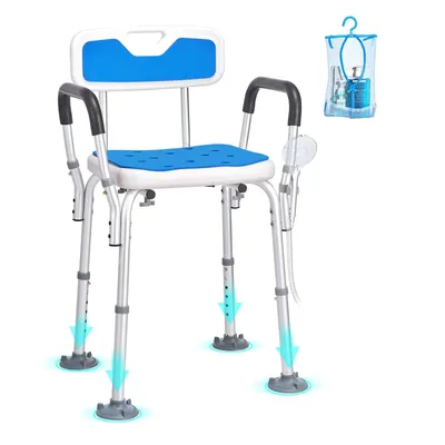 Obrázok produktu pre VEVOR, stolička do sprchy, nastaviteľná výška 400–530 mm, stolička do kúpeľne, nosnosť 181,4 kg, stabilná stolička do sprchy, pomôcka do sprchy, držiak do vane, rám z hliníkovej zliatiny, modrá