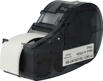 Produktbild von vhbw Schriftband-Kassette kompatibel mit Brady M210-LAB, M211 Etiketten-Drucker 6,4m x 19,05mm Schwarz auf Weiß, Vinyl