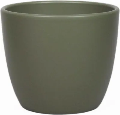 Produktbild von INNA-Glas Keramik Pflanztopf, Ø8,5cm, 6,5cm, olivgrün, matt - Blumentopf/Übertopf