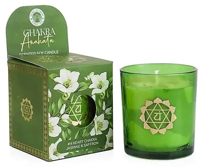 Produktbild von Duftende Sojakerze Anahata Chakra Jasmin & Safran – Packung mit 2 Stück – 130 g