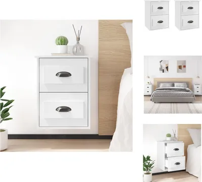 Obrázok produktu pre vidaXL Nástenné nočné stolíky 2 ks. Vysokolesklá biela 41,5x36x53 cm - Nočné stolíky