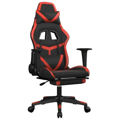 Image de vidaXL Chaise de jeu avec repose-pieds Noir et rouge Similicuir