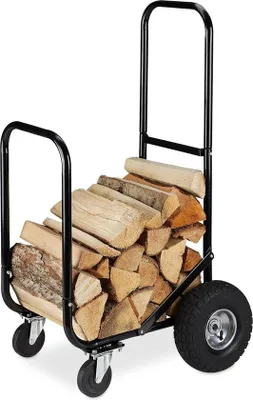Produktbild von Famanu Holzlagerung Holztransportwagen mit 4 Rädern bis 60 kg - Schwarz