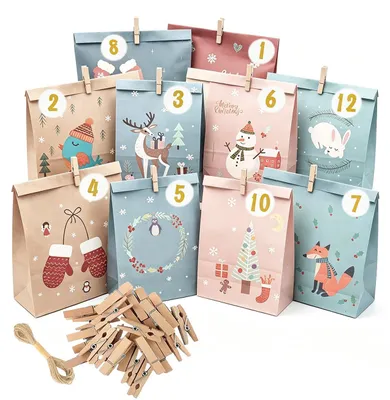 Adventskalender zum Befüllen, 24 Bastelkalender, rot