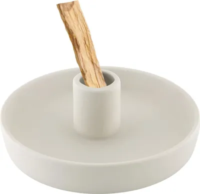 Produktbild von Keramischer Räucherstäbchenhalter für Palo Santo Sticks - Palo Santo Holz und Brenner mit Aschenauffangschale (Beige)