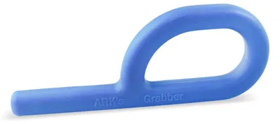 Imagen del producto de ARK Therapeutic: Herramienta de masticación sensorial original, juguete para morder, color azul. Herramienta de masticación manual en forma de "P", diseñada por un logopeda, para ejercicios de masticación y autorregulación.