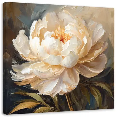 Produktbild von Leinwandbild 3D Pfingstrose Blume 60x60 Feeby Beige bild für die wand bereit zum aufhängen