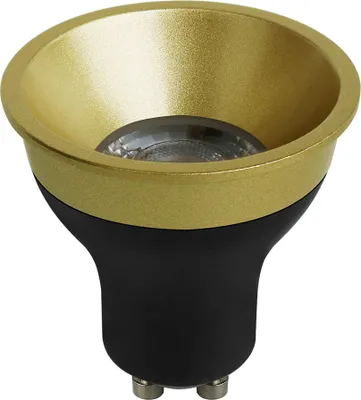 Image de Ampoule LED Deep-Deco Réflecteur Noir 8W GU10 750lm blanc chaud 3000K 36° Variable + Anneau Or Ø5cm