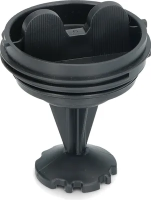 A black washing machine lint filter is shown against a white background.