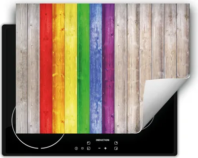 Produktbild von DarHaus Herdabdeckplatte 80x52 cm Anti Rutsch Matte Aufrollbar, bunt - Holz
