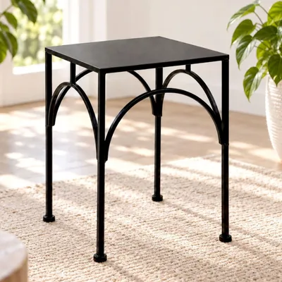 Image de DanDiBo Tabouret pour fleurs Métal Noir Angulaire 38 cm Support pour fleurs Colonne pour fleurs 96449 L Tabouret pour plantes Moderne Support pour plantes