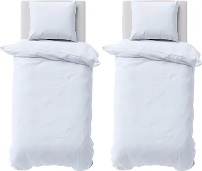 Produktbild von Bettwäsche 135x200 cm Bettbezug 100%Baumwolle Renforce Einfarbig Bettgarnitur Set Weiß 4 teilig