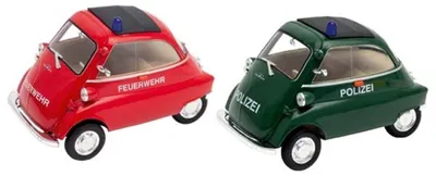 Produktbild von Goki BMW Isetta Spielzeugauto Polizei und Feuerwehr 1-26 Maßstab
