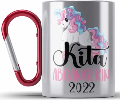 Produktbild von Trendation - Kita Abgängerin 2022 Einschulung Mädchen Geschenk Edelstahl Tasse Karabiner Schulstart 1. Schultag Schuleinführung Schulanfang Geschenkidee Schulkind (Rot)