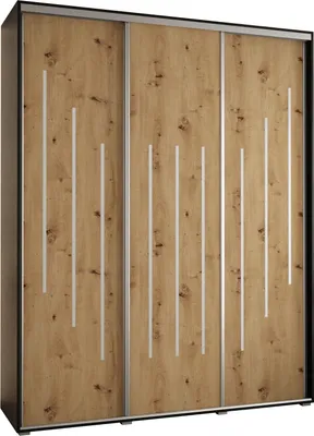 Produktbild von MEBLE KRYSPOL Davos 8 Schrank, drei Türen - 235,2x200x60 cm - Schwarz Artisan Silber