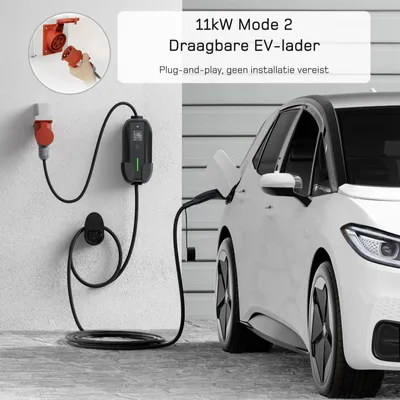 Imagen del producto de Estación de carga - Cargador móvil - 11 kW, conector Tipo 2 - Cable de 15 metros - Trifásico