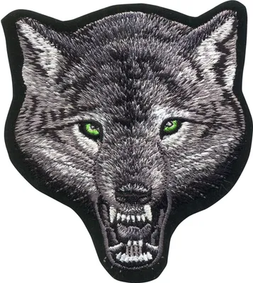 Produktbild von Aufnäher - Wolf - Wolfsgesicht grüne Augen - Patch