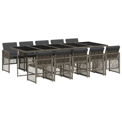 Image de vidaXL Ensemble de jardin 11 pièces avec coussins Gris Poly rotin