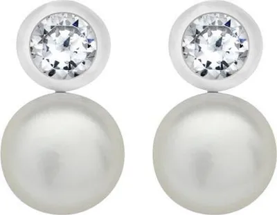 Produktbild von Unique Ohrstecker 925 Silber weiße Süßwasserperle und Zirkonia SE0557