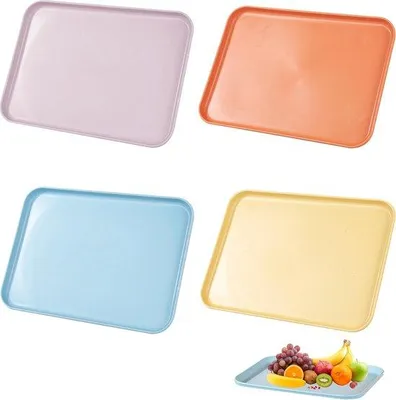 Imagen del producto de Juego de 4 bandejas de servir antideslizantes, en 4 colores diferentes