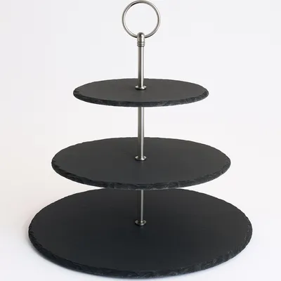 Produktbild von Etagere mit 3 Ebenen, Schiefer, D: 20cm/28cm/35cm
