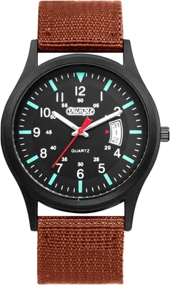 Imagen del producto de Reloj militar analógico de cuarzo para hombre, con calendario, diseño táctico para actividades al aire libre y deportivas, con esfera de 12/24 horas y manecillas luminosas