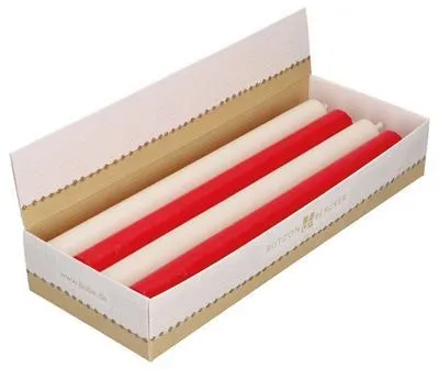 Produktbild von 8er Adventszeit Kerzen-Display rot und crèmeweiß 25 x 2,2 cm mit 12h Brenndauer