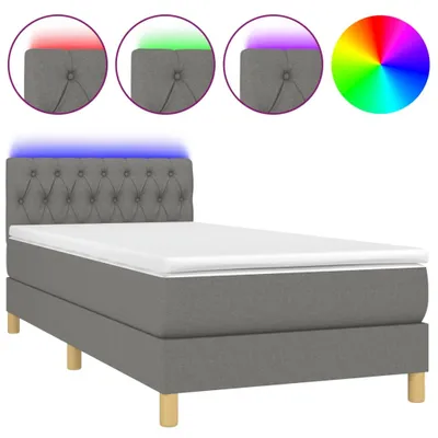 Obrázok produktu pre vidaXL Boxspring posteľ s matracom a LED diódou Tmavo šedá 100x200 cm Látka