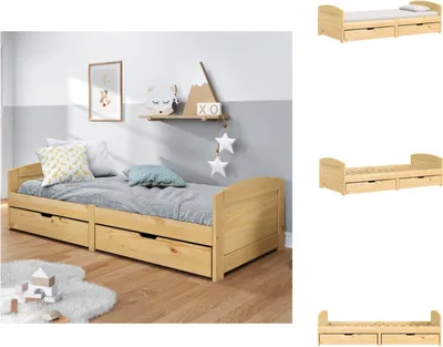Produktbild von vidaXL Tagesbett mit 2 Schubladen IRUN 90x200 cm Massivholz Kiefer - Betten & Bettgestelle