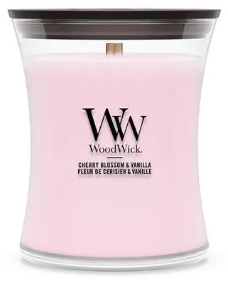 Immagine prodotto di WoodWick Cherry Blossom & Vanilla candela di cera Cilindro Fiori di ciliegio, Vaniglia Rosa 1 pz