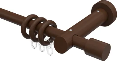 Produktbild von Interdeco Gardinenstange / Vorhangstange Nussbaum lackiert, Typ Talena Feta (Kappe), 20 mm Ø 1-läufig, 220 cm