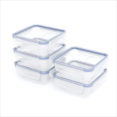 Productafbeelding van Rotho Clic & Lock vershouddozen met deksel, 0,8 liter, set van 5, lekvrij