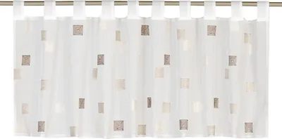 Produktbild von Elbersdrucke Bistrogardine mit Schlaufen Quadro 06 weiß-braun transparent 48x140cm Küchenfenster Sichtschutz Scheibengardine