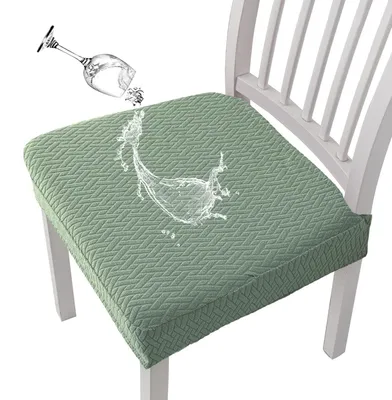 Obrázok produktu pre Poťahy na stoličky Jacquard, vzor diamantovej siete, vodeodolné, vhodné do jedálne, elastické, 4 kusy, farba: svetlozelená (matcha)
