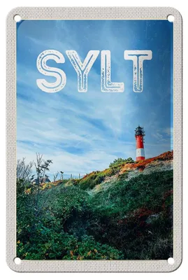 Produktbild von Blechschild Reise 12x18cm Sylt Insel Deutschland Leuchtturm Schild