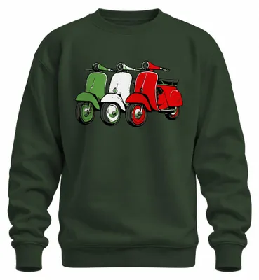 Produktbild von Italien Retro Roller Flagge Scooter Vintage Stil Lifestyle Sweatshirt Pullover, Flaschengrün, S
