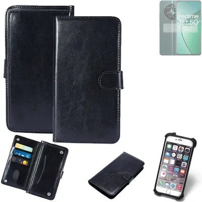 Produktbild von K-S-Trade 360° Hülle kompatibel mit Realme 12+ 5G schwarz Kunstleder Case BookCase WalletCase Kunstlederederhülle Handyhülle, Rundumschutz Bumper
