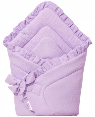 Obrázek produktu pro Jukki mušelínová zavinovačka 80x80 cm s mašlí – z bavlny – fialová