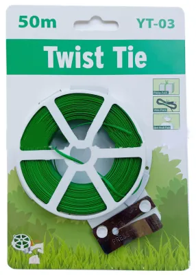 Obrázok produktu pre Plastové drôtené spony, zelené, vhodné do záhrady, na upevňovanie kvetov a rastlín, vhodné pre DIY projekty, dĺžka 50 metrov / 164 stôp